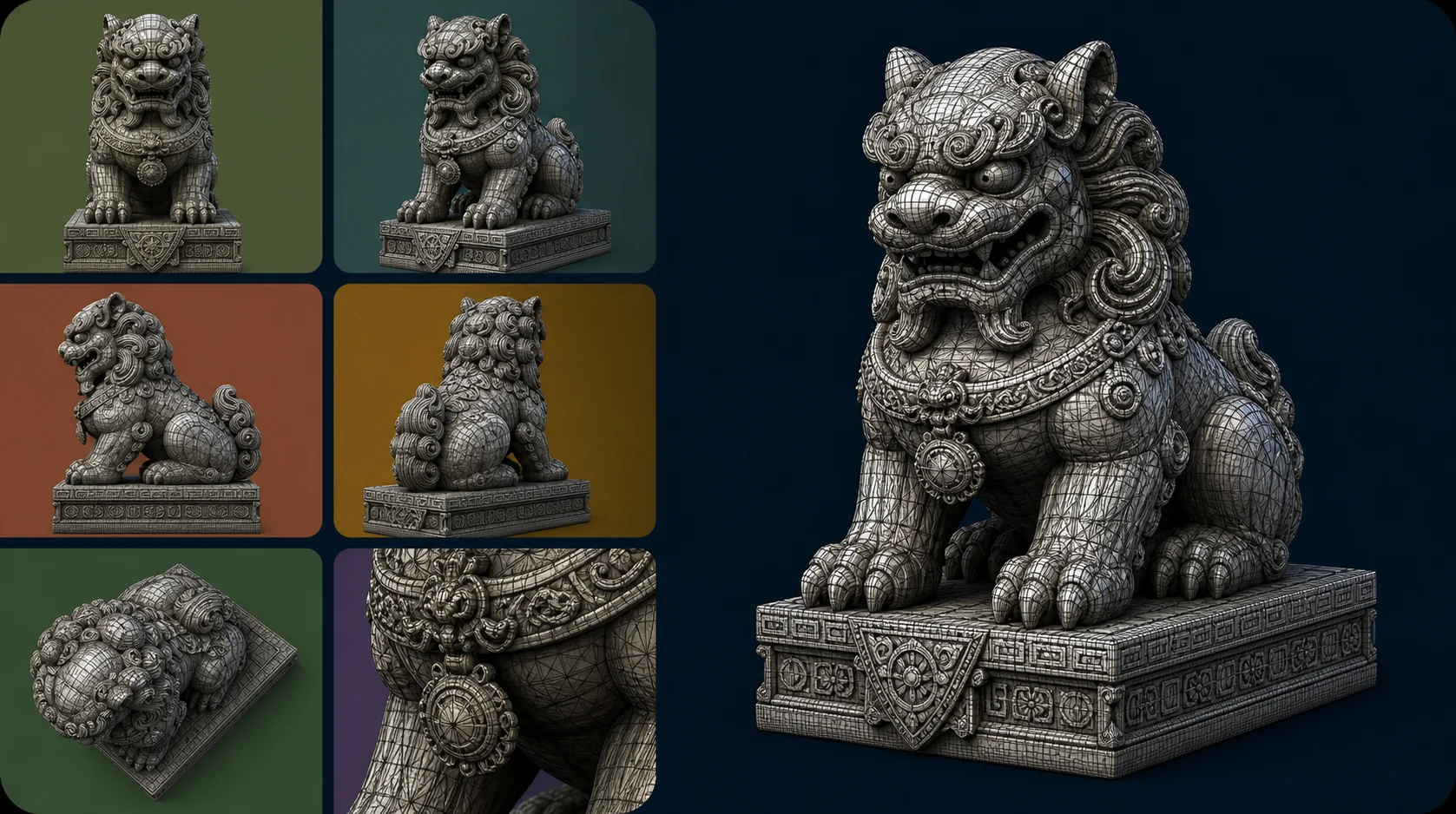 High detail 3D model showing intricate geometry converted from an image